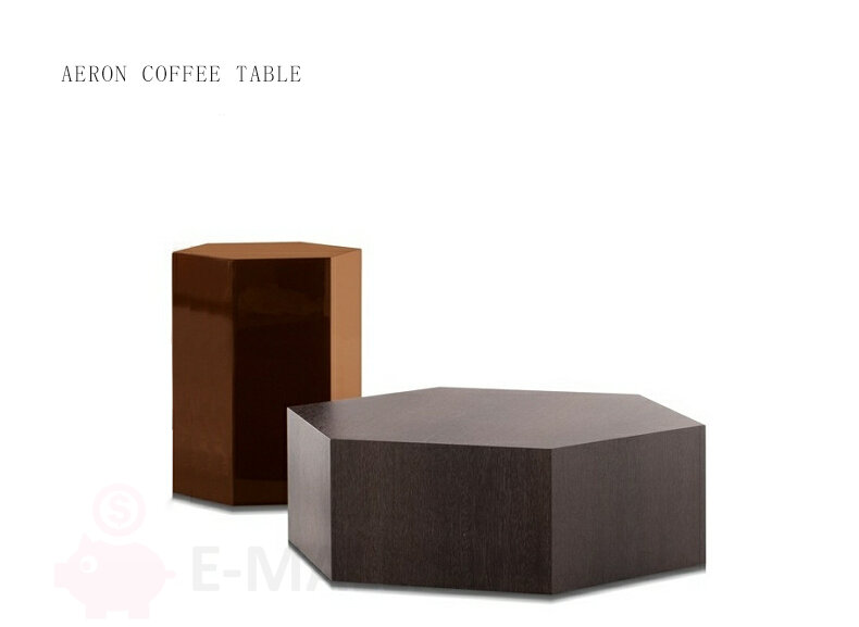 Столик кофейный шестигранный в стиле Minotti AERON из нержавеющей стали, модель C размеры D360 H450