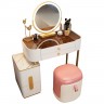 Компактный туалетный столик с тумбой, мраморной столешницей, зеркалом и пуфом