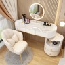 Туалетный столик 80 см овальный с мраморной столешницей, тумбой, зеркалом и стулом
