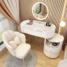 Туалетный столик 100 см овальный с мраморной столешницей, тумбой, зеркалом и стулом