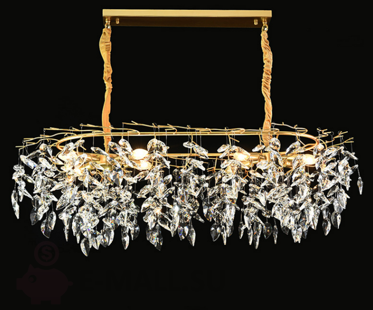 Современная люстра в скандинавском стиле, золотые ветви и хрустальные подвесы