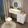 Современный туалетный столик 120 см с мраморной столешницей, квадратной тумбой и зеркалом