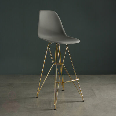 Пластиковые барные стулья DSR, дизайн Чарльза и Рэй Эймс Eames, ножки золото, серый
