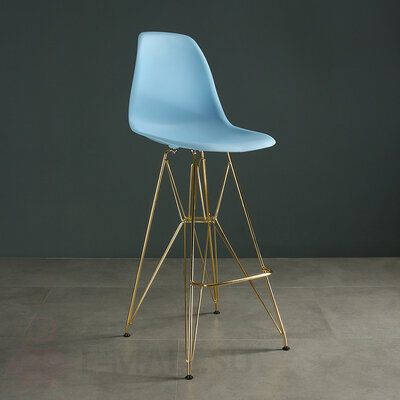 Пластиковые барные стулья DSR, дизайн Чарльза и Рэй Эймс Eames, ножки золото, синий