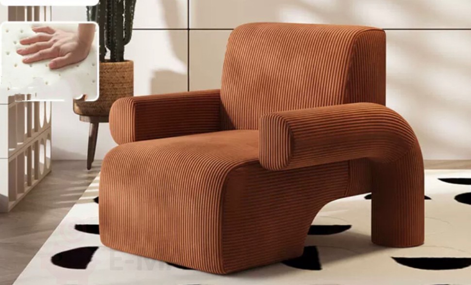 Кресло Lounge Giada, Кресло / ткань вельвет/ коричневое 