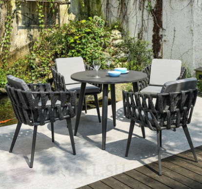 Современная уличная мебель для сада столы и стулья в стиле B&B, 4 стула + столик круглый 90 см