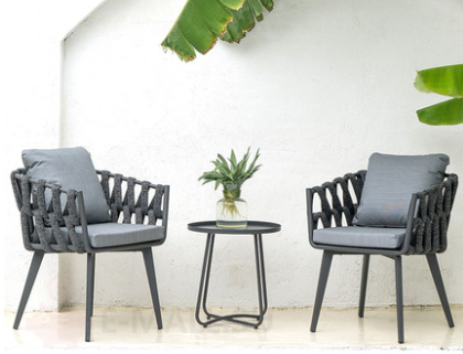 Современная уличная мебель для сада столы и стулья в стиле B&B, 2 стула + столик круглый 45 см