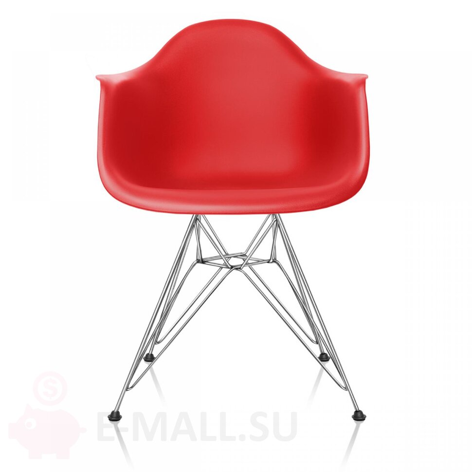 Пластиковые стулья DAR, дизайн Чарльза и Рэй Эймс Eames, ножки хром, красный