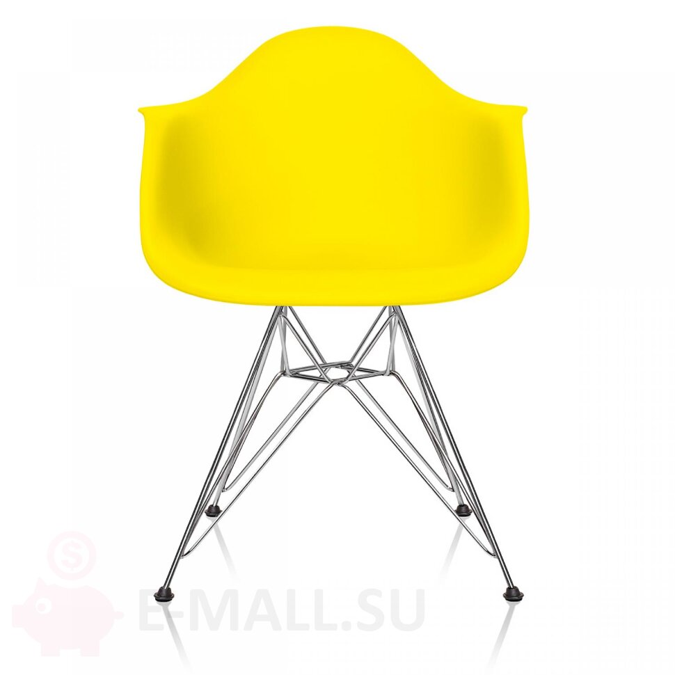 Пластиковые стулья DAR, дизайн Чарльза и Рэй Эймс Eames, ножки хром, желтый
