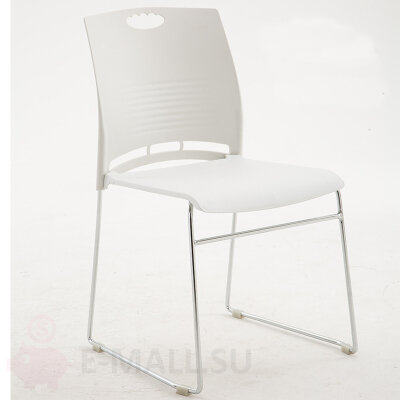 Современный стул для офиса и конференц зала с мягким сиденьем штабелируемый, белый