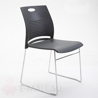 Современный стул для офиса и конференц зала с мягким сиденьем штабелируемый, черный