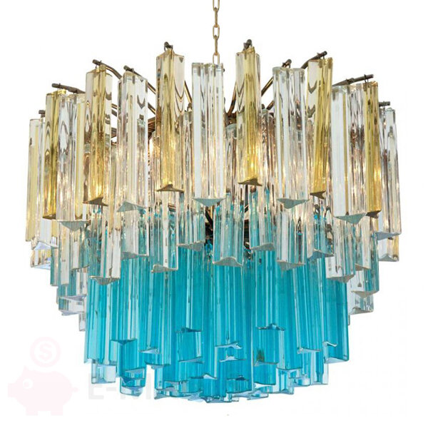 1960s Vintage Murano Glass Chandelier turquoise glass