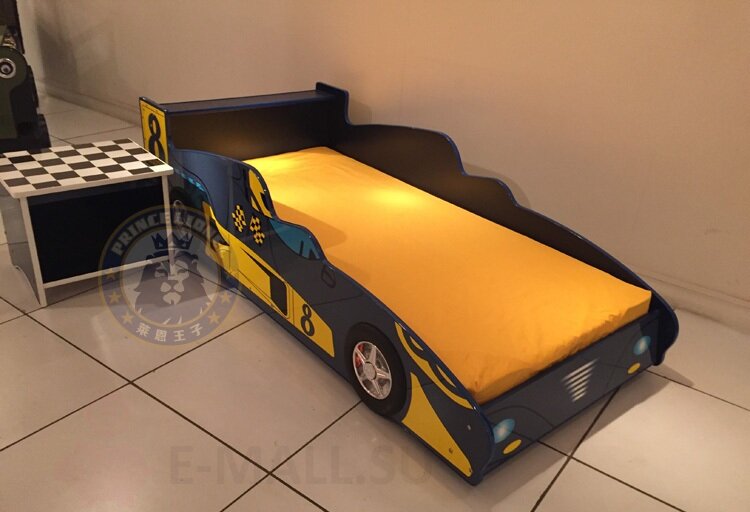 Кровать детская в виде машинки Prince Lionel E835, синяя стандартная модель 210x98x60