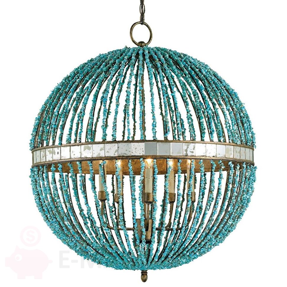 Светильник CURREY AND COMPANY BEADED ORB CHANDELIER — TURQUOISE BLUE