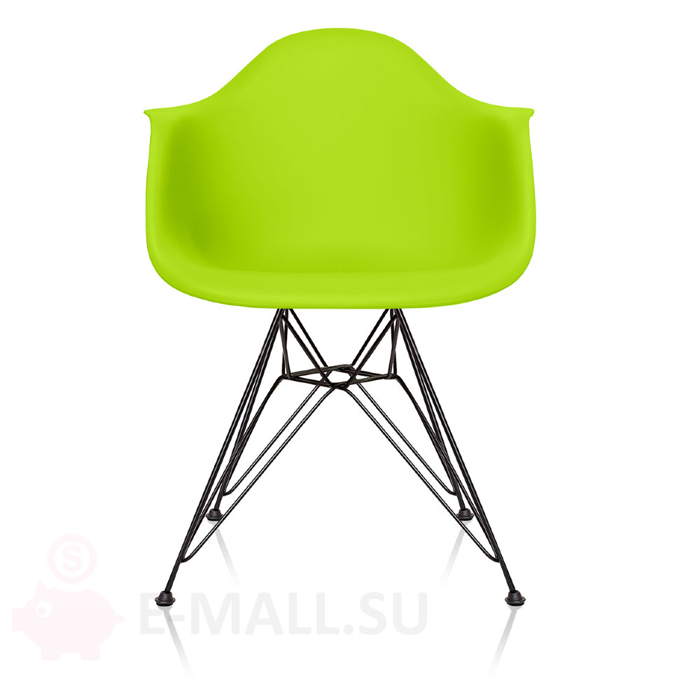 Пластиковые стулья DAR, дизайн Чарльза и Рэй Эймс Eames, ножки черные, зеленый
