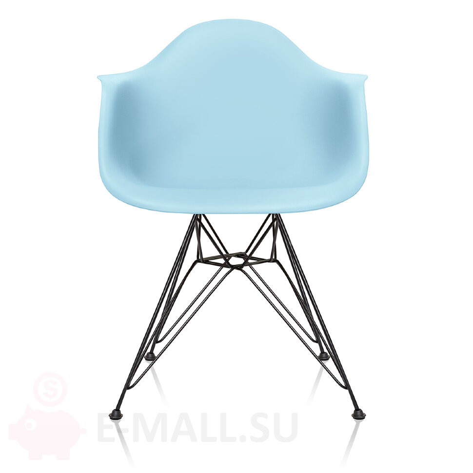 Пластиковые стулья DAR, дизайн Чарльза и Рэй Эймс Eames, ножки черные, голубой