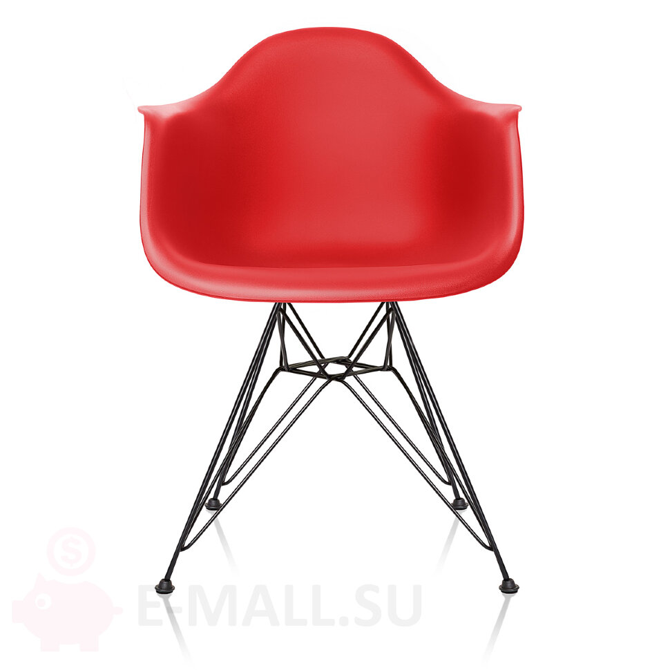 Пластиковые стулья DAR, дизайн Чарльза и Рэй Эймс Eames, ножки черные, красный