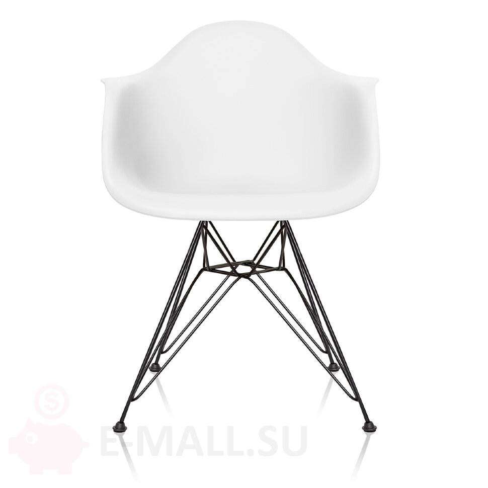 Пластиковые стулья DAR, дизайн Чарльза и Рэй Эймс Eames, ножки черные, белый