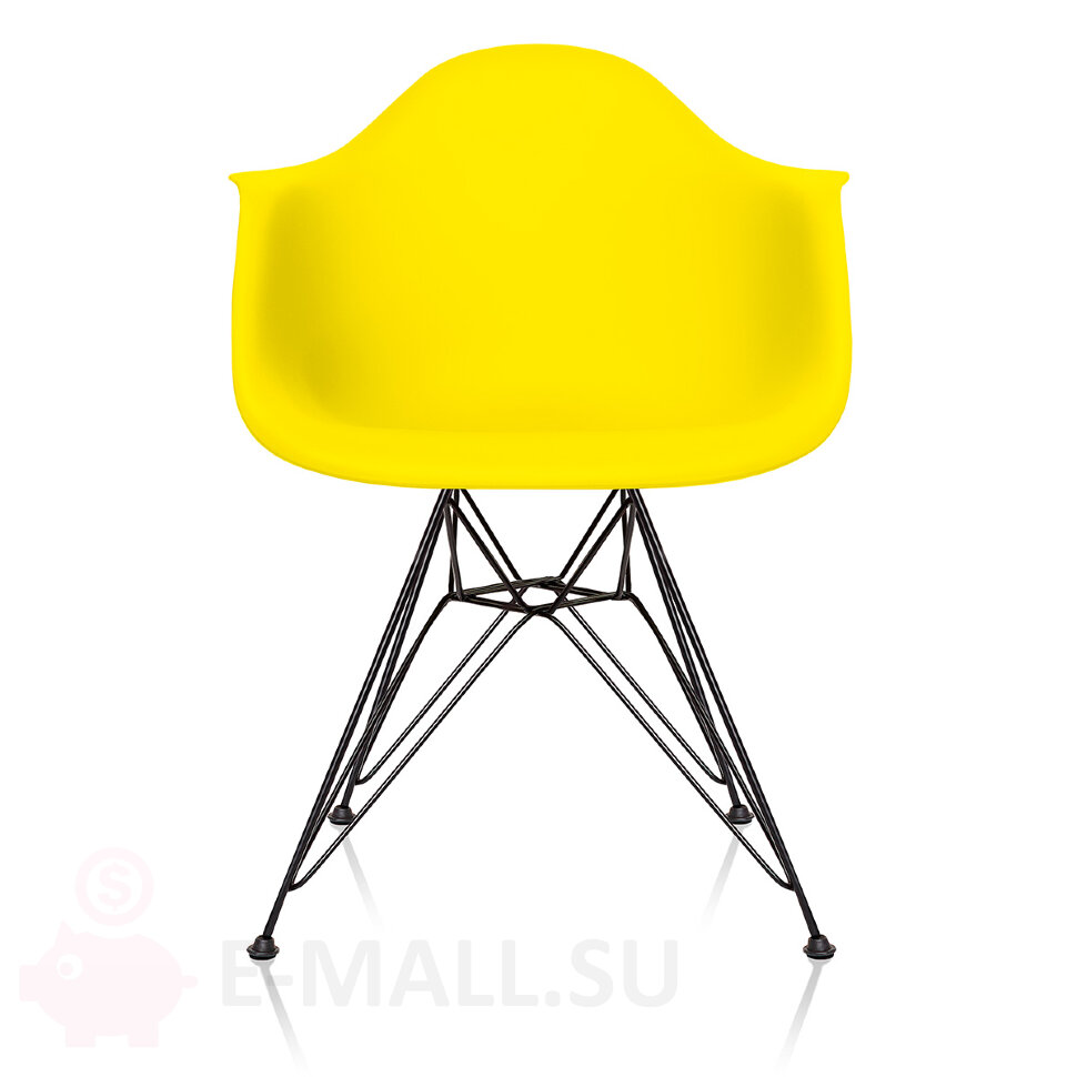Пластиковые стулья DAR, дизайн Чарльза и Рэй Эймс Eames, ножки черные, желтый