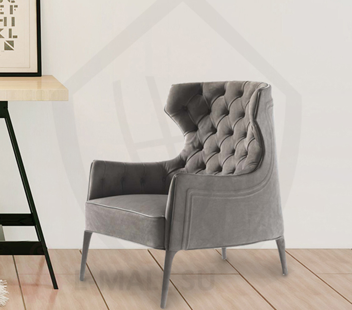 Интерьерное кресло в стиле PIOLA BERGERE CAPITONNE by Vittoria Frigerio, серый велюр