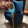 Роскошное кресло в американском стиле с высокой спинкой Rams Head High Back Chrome Gold Arms Accent Chair