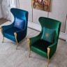 Роскошное кресло в американском стиле с высокой спинкой Rams Head High Back Chrome Gold Arms Accent Chair