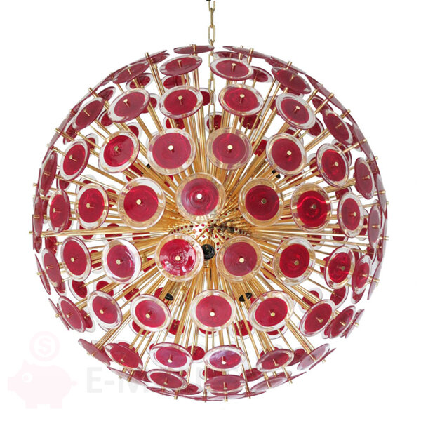 Murano Red Disco Glass Sputnik Chandelier Vistosi