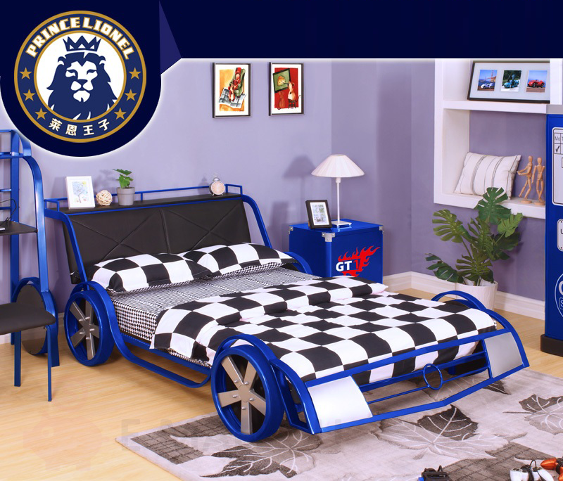 Кровать детская в виде машинки Prince Lionel BST1112, кровать синяя