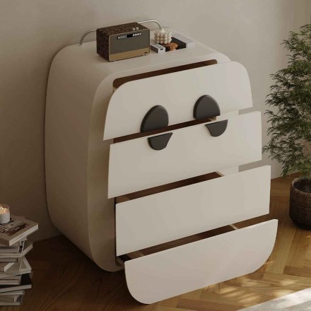 Дизайнерский деревянный комод Panda Drawer, белый, 4 выдвижных ящика