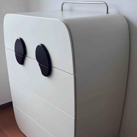 Дизайнерский деревянный комод Panda Drawer, белый, 4 выдвижных ящика