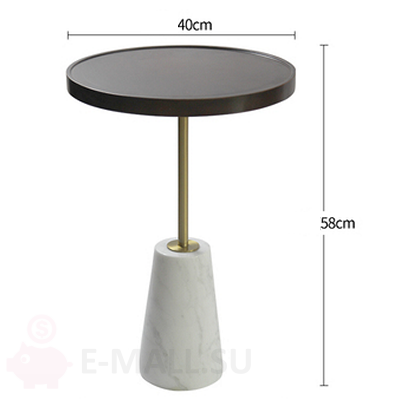 Кофейный столик на ножке из белого или черного мрамора в виде конуса