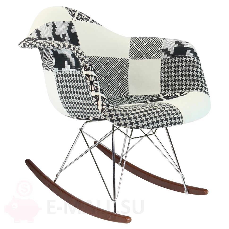 Пластиковые стулья RARFULL PATCHWORK, дизайн Чарльза и Рэй Эймс Eames, ножки темные, Цвет Рис. 1 ткань