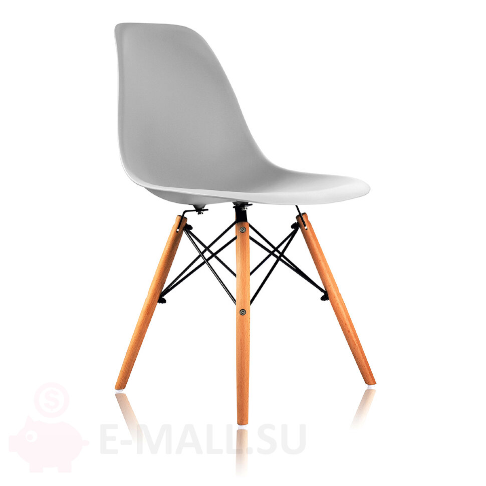 Пластиковые стулья DSW, дизайн Чарльза и Рэй Эймс Eames, ножки светлые, серый
