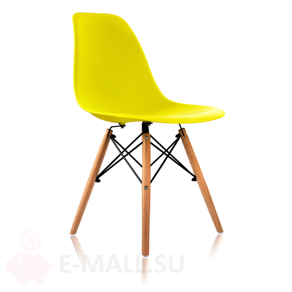 Пластиковые стулья DSW, дизайн Чарльза и Рэй Эймс Eames, ножки светлые, желтый