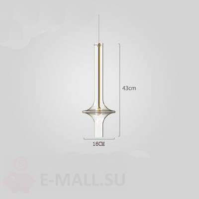 Подвесной светильник в стиле WONDER by Bartoli Design, прозрачный 16*43 см