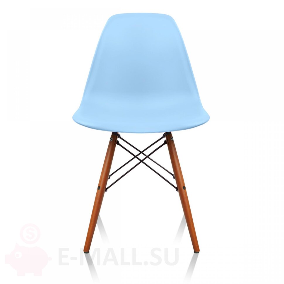 Пластиковые стулья DSW, дизайн Чарльза и Рэй Эймс Eames, ножки темные, голубой