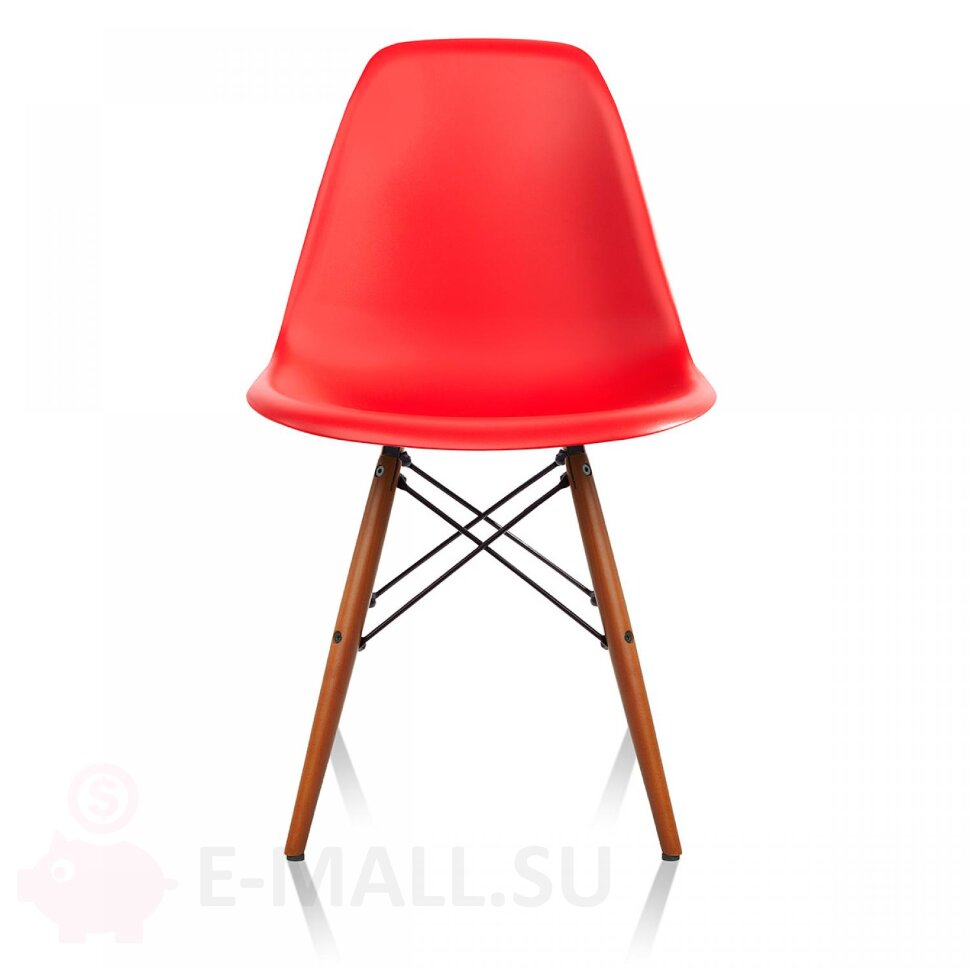 Пластиковые стулья DSW, дизайн Чарльза и Рэй Эймс Eames, ножки темные, красный