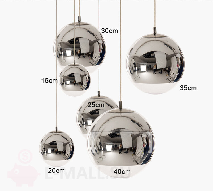 Подвесные светильники в стиле Tom Dixon Mirror Ball серебристые