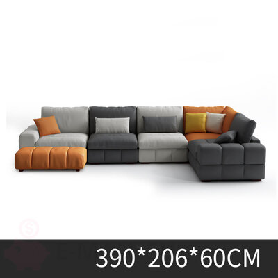 Модульный мягкий диван в итальянском стиле с пухом и латексными гранулами, четырехместный + угловой + оттоманка