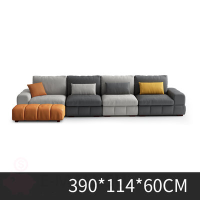 Модульный мягкий диван в итальянском стиле с пухом и латексными гранулами, четырехместный + оттоманка