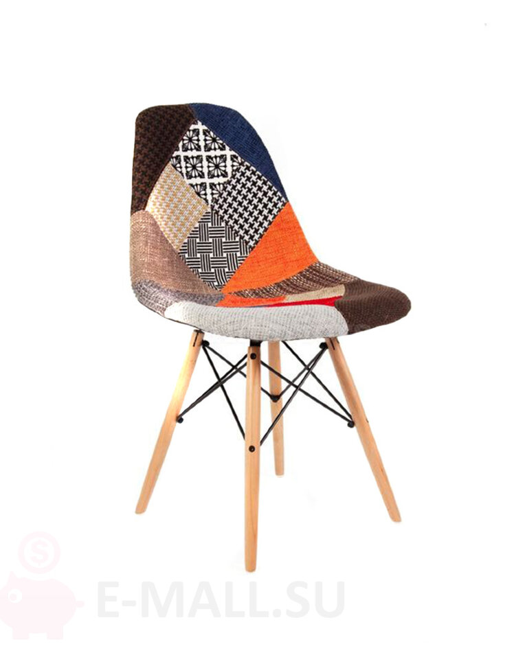 Пластиковые стулья DSW PATCHWORK, дизайн Чарльза и Рэй Эймс Eames, ножки светлые, Цвет Рис. 1 ткань