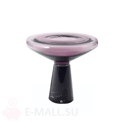 Кофейный столик в стиле Blow Side Table by Draenert низкий, фиолетовое стекло + черный мрамор