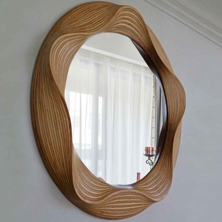 Декоративное настенное зеркало Convex Mirror, деревянная рама