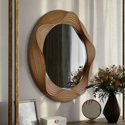Декоративное настенное зеркало Convex Mirror, деревянная рама