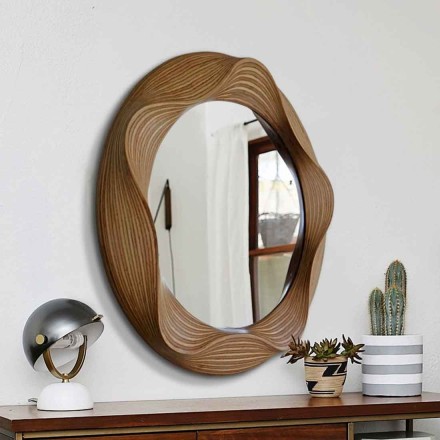 Декоративное настенное зеркало Convex Mirror, деревянная рама
