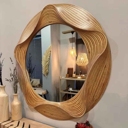 Декоративное настенное зеркало Convex Mirror, деревянная рама