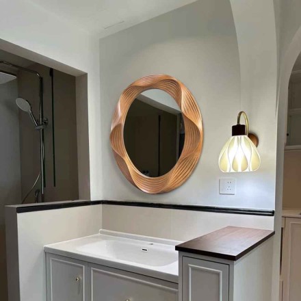 Декоративное настенное зеркало Convex Mirror, деревянная рама