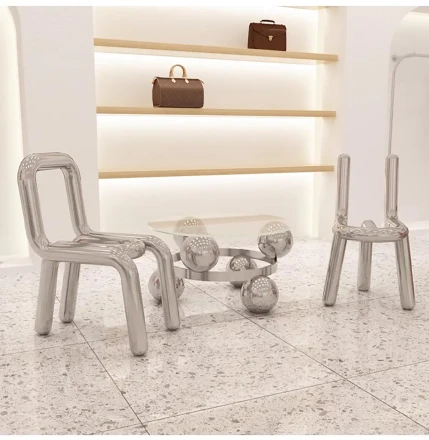 Стул дизайнерский в стиле BOLD CHAIR из полированной нержавеющей стали