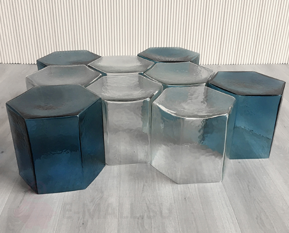 Шестиугольный кофейный столик Coffee Table Hexagon из стекла