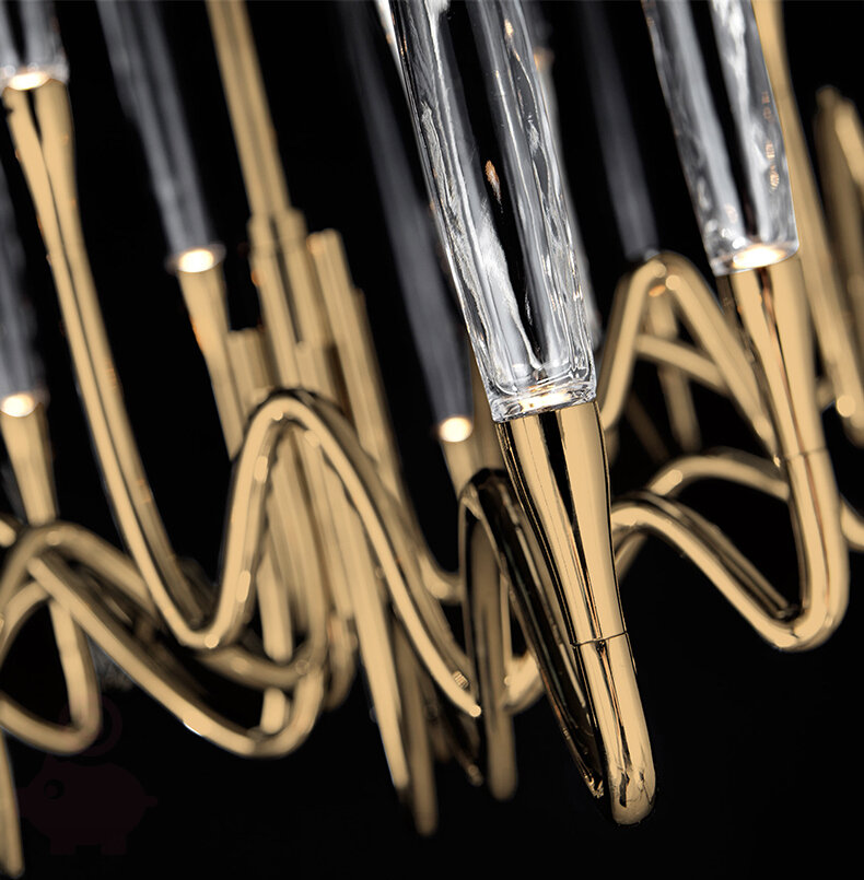 Люстра длинная в стиле Il Pezzo Long Chandelier Gold by Cosimo Terzani